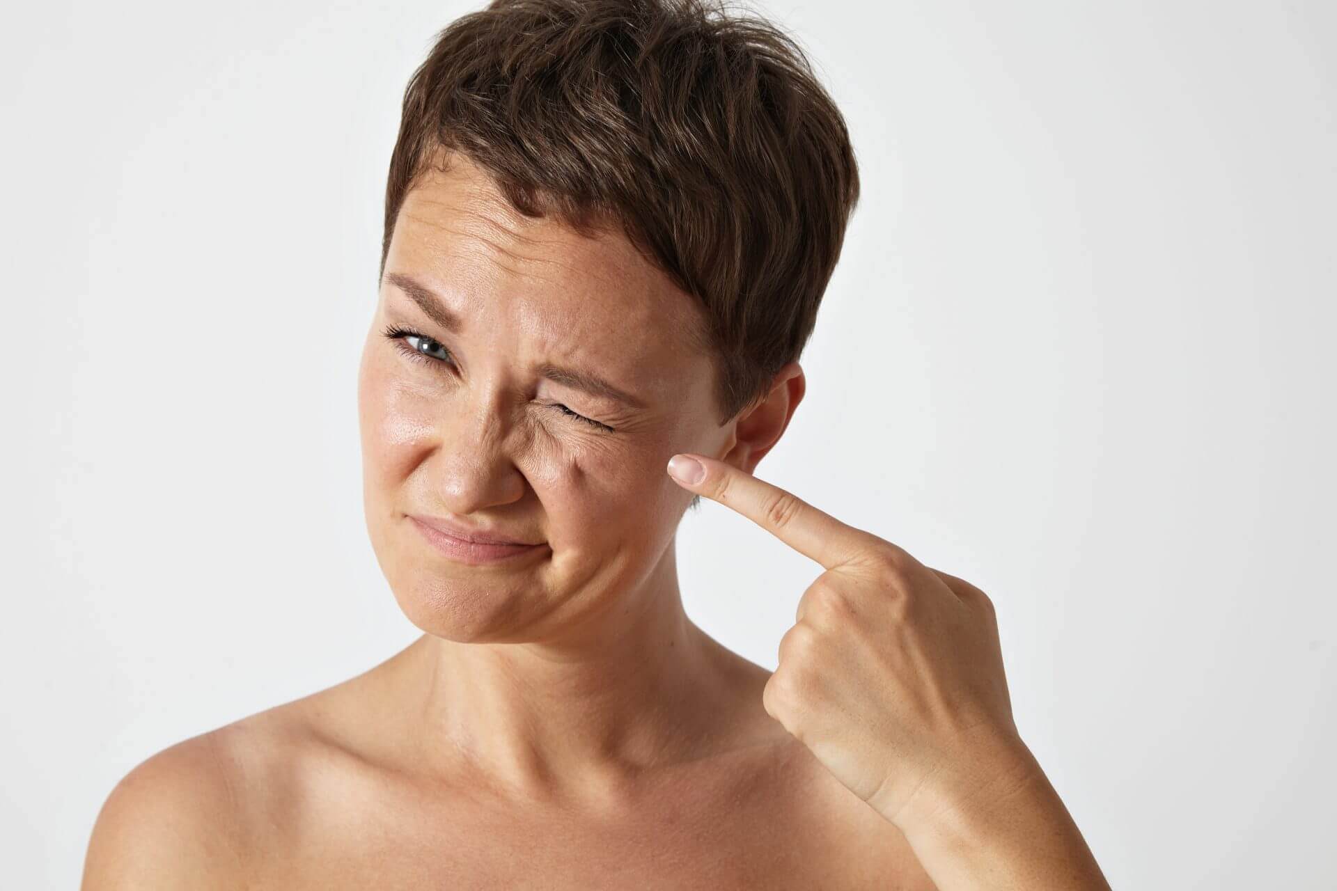 showing superficial facial lines